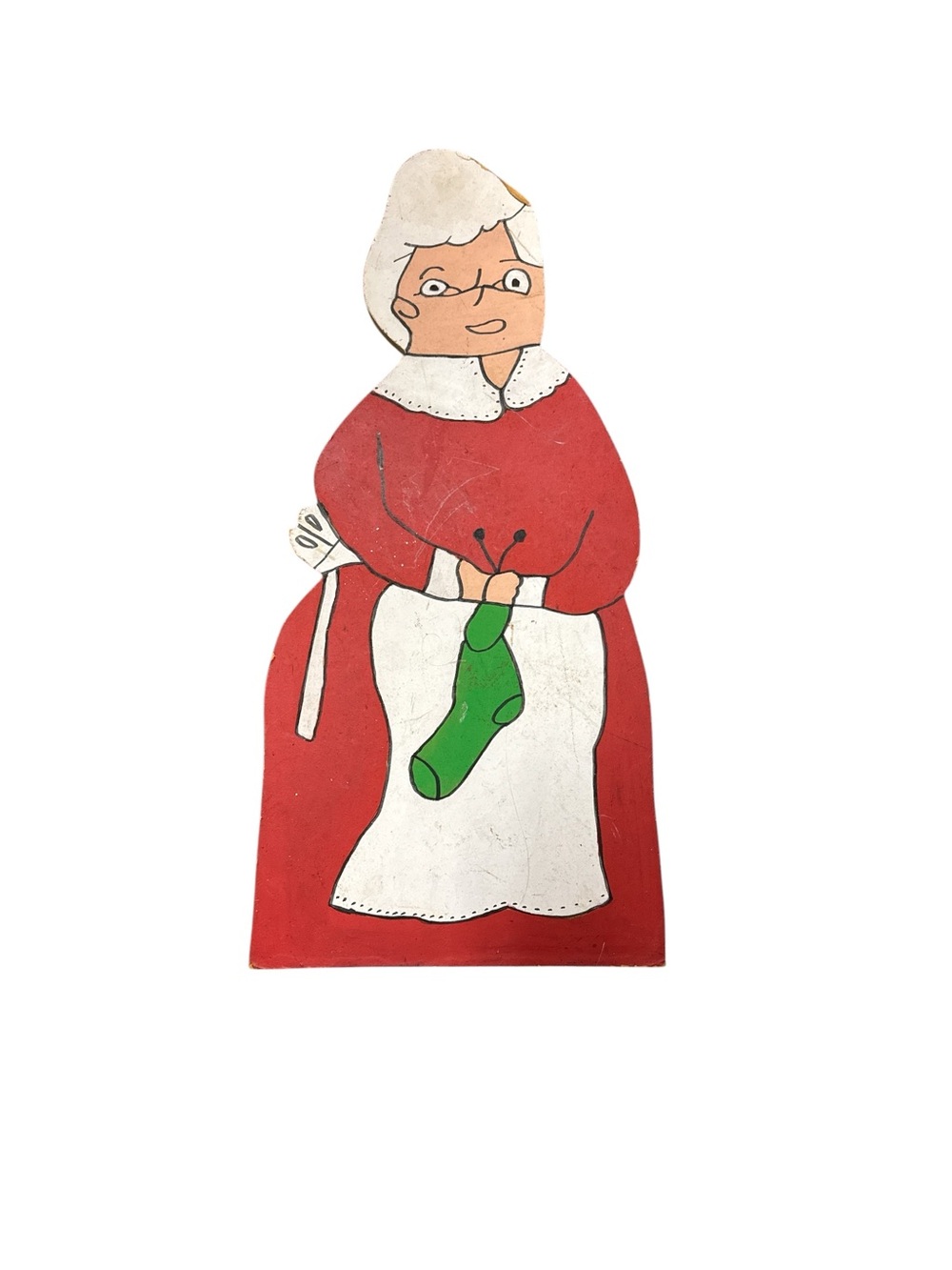 Vintage 1970s Handpainted Santa Claus and Mrs Claus Wooden Folk Art Standing - Picture 3 of 5
